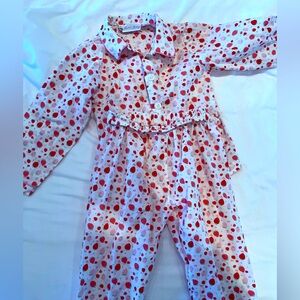 Rachel Riley London cotton poplin strawberry print pajamas, 3T, 100% cotton